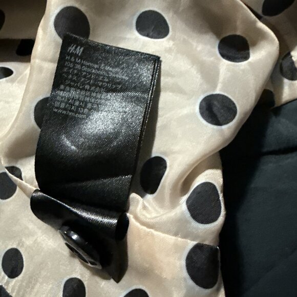 Divided by H&M Blazer Womens Sz 8 Black Pink Polka Dot Lined Pockets Cotton - Picture 9 of 11